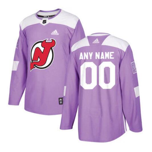 Men's New Jersey Devils Active Player Custom Purple Fights Cancer Practice Stitched Hockey Jersey
